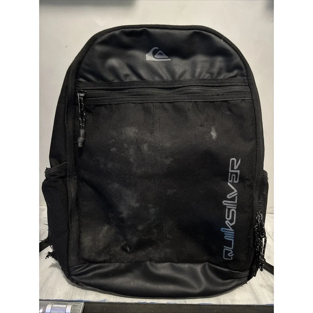 Quiksilver Utility Skate Backpack Black Mens Board Straps 17in Bag